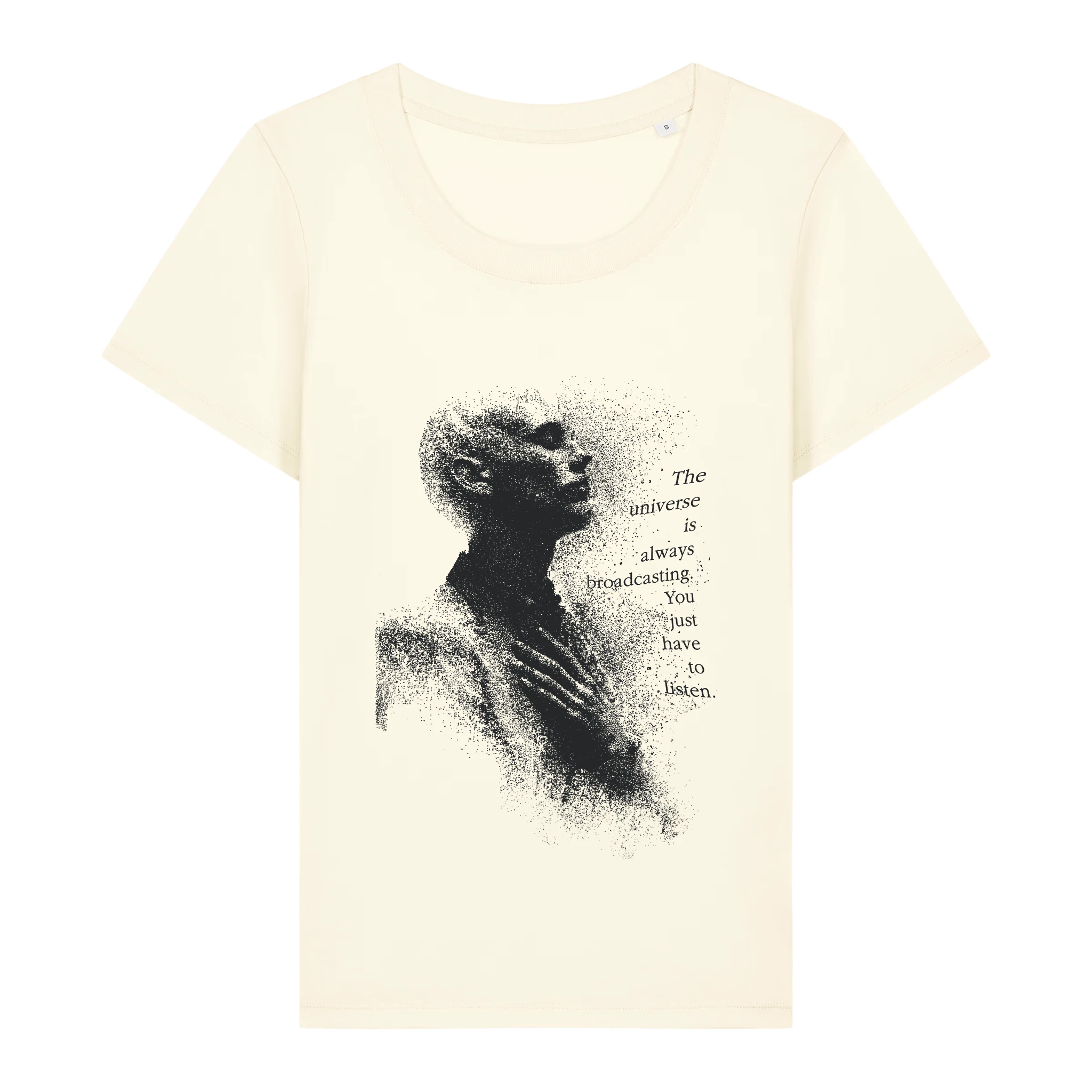 TOLS The Awakening theme women's fitted organic cotton T-shirt in Cream, front - Tune In