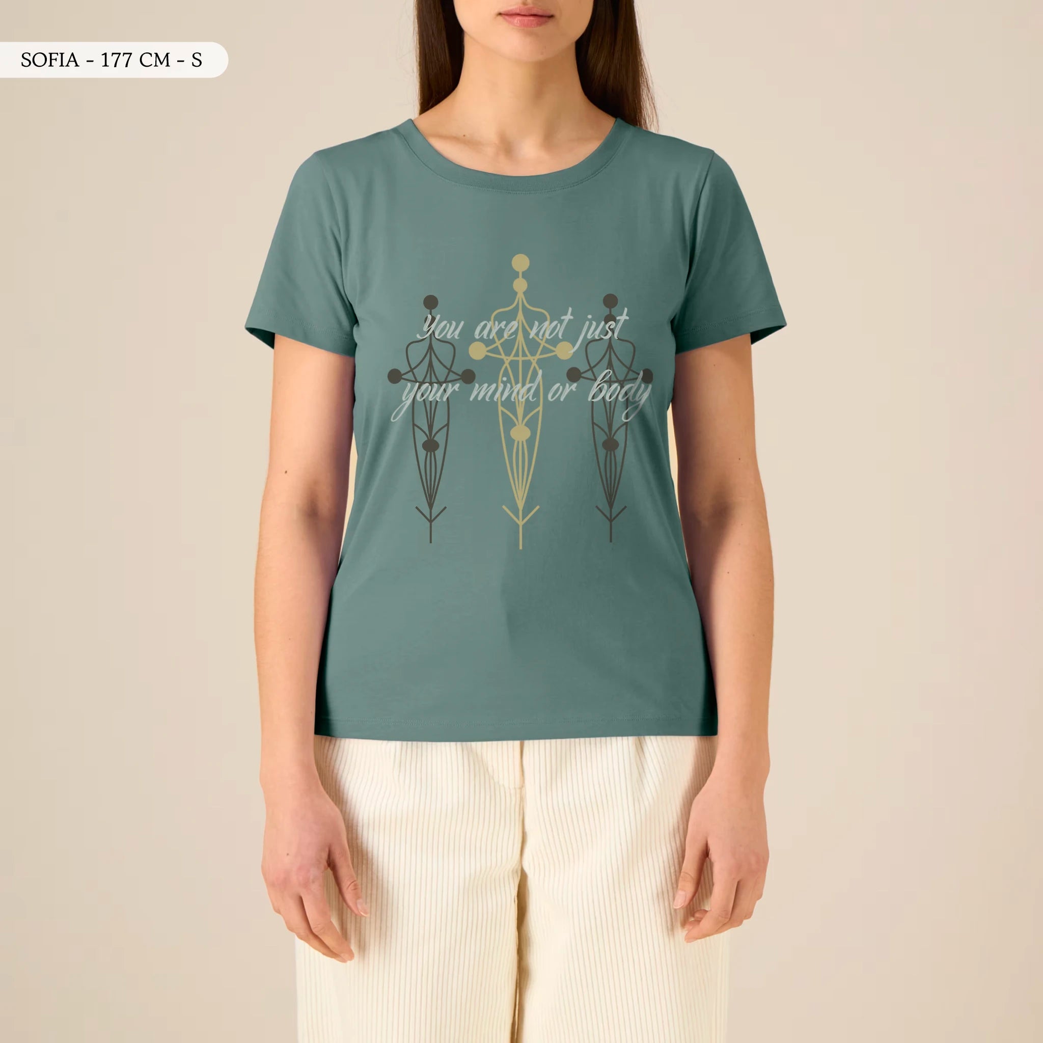 TOLS The Awakening theme women's fitted organic cotton T-shirt in Green Bay, female front - Not Just