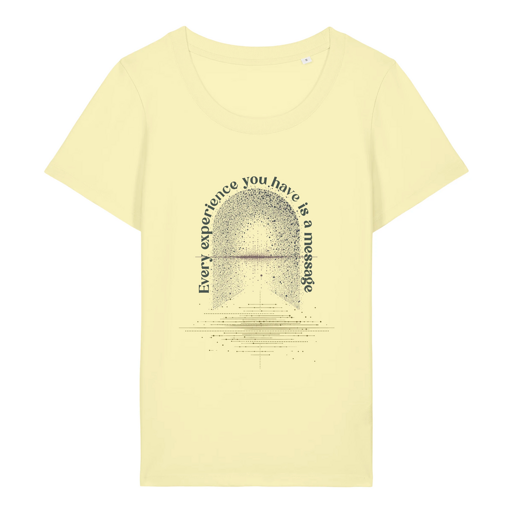 TOLS The Awakening theme women's fitted organic cotton T-shirt in Lemon Sorbet, front - All Messages