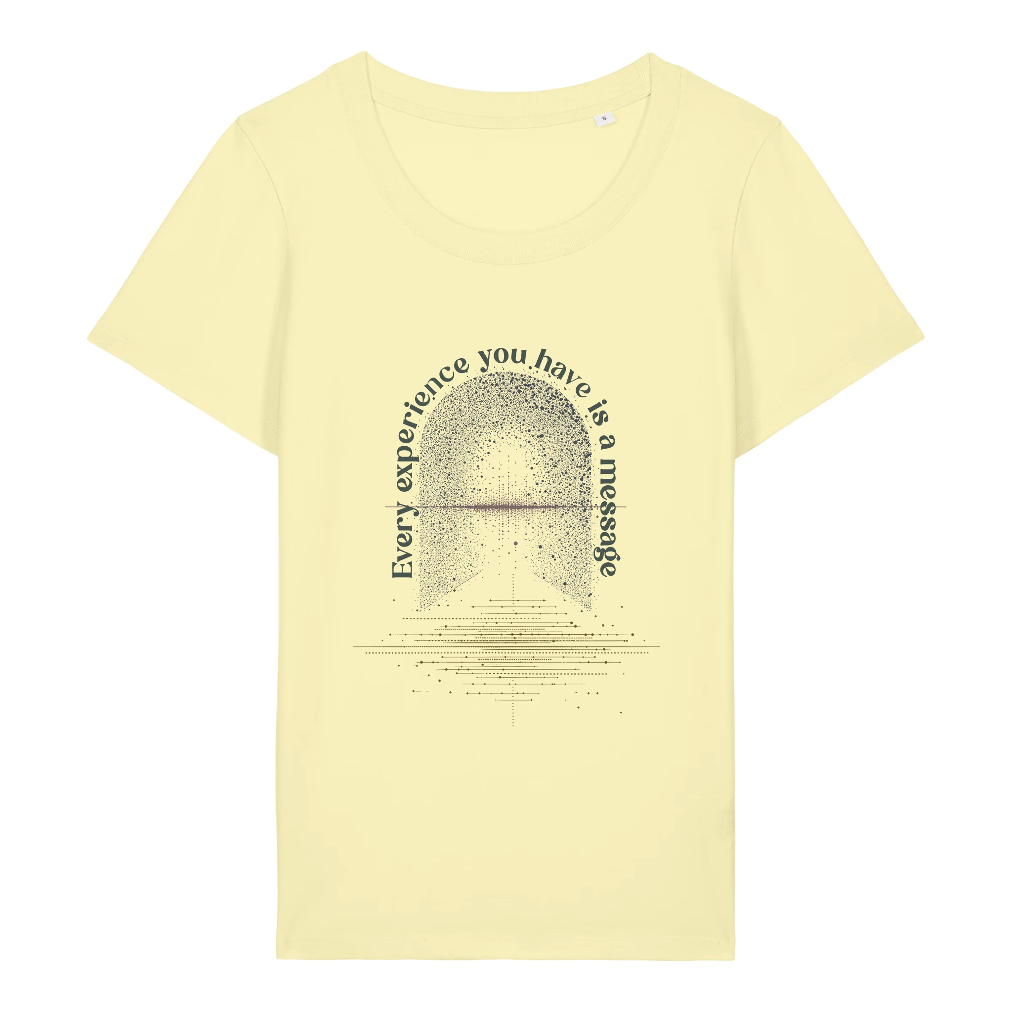 TOLS The Awakening theme women's fitted organic cotton T-shirt in Lemon Sorbet, front - All Messages