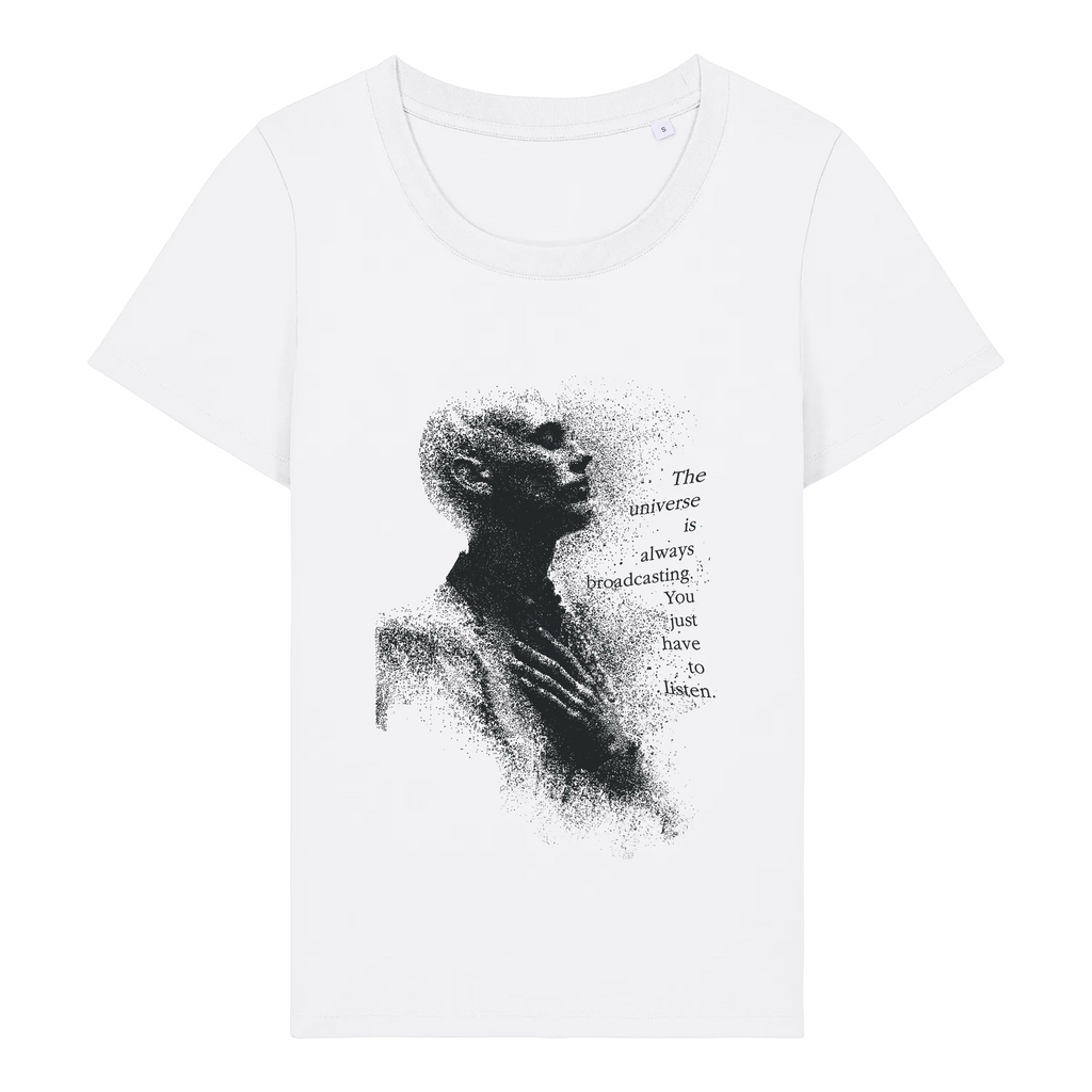 TOLS The Awakening theme women's fitted organic cotton T-shirt in White, front - Tune In