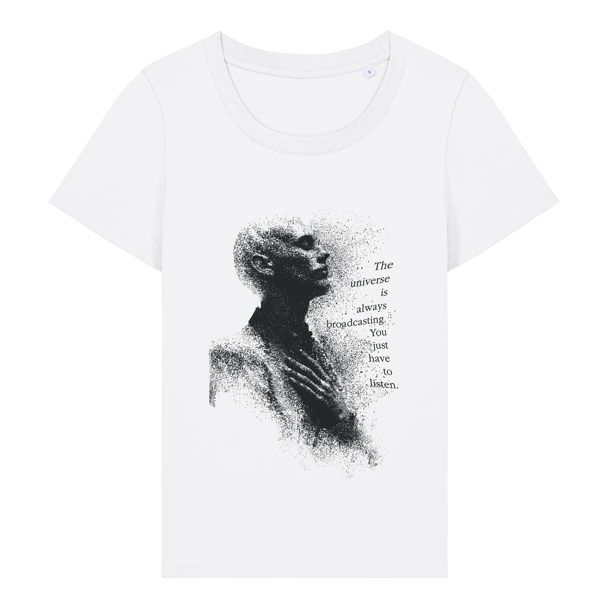 TOLS The Awakening theme women's fitted organic cotton T-shirt in White, front - Tune In