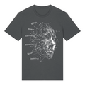 TOLS The Old Ways theme men's unisex medium fit organic cotton T-shirt in Anthracite, front - Data Trap