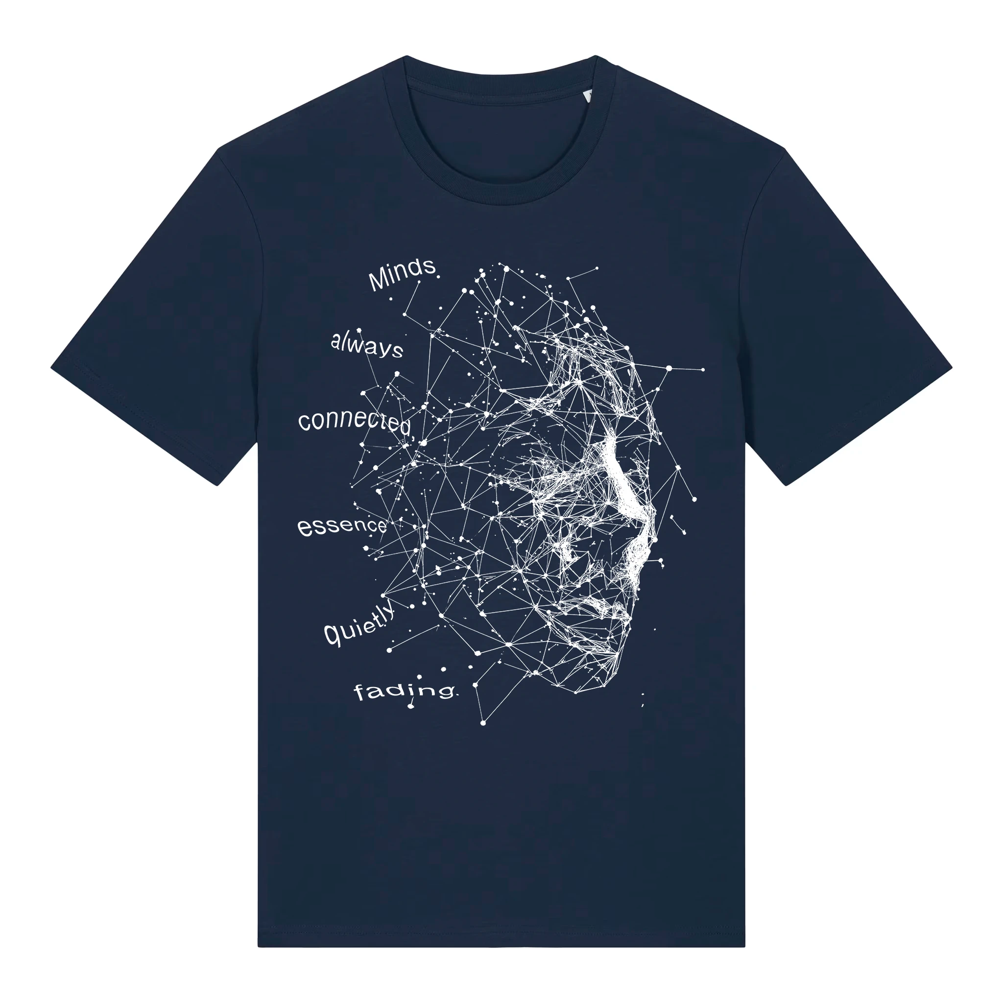 TOLS The Old Ways theme men's unisex medium fit organic cotton T-shirt in French Navy, front - Data Trap
