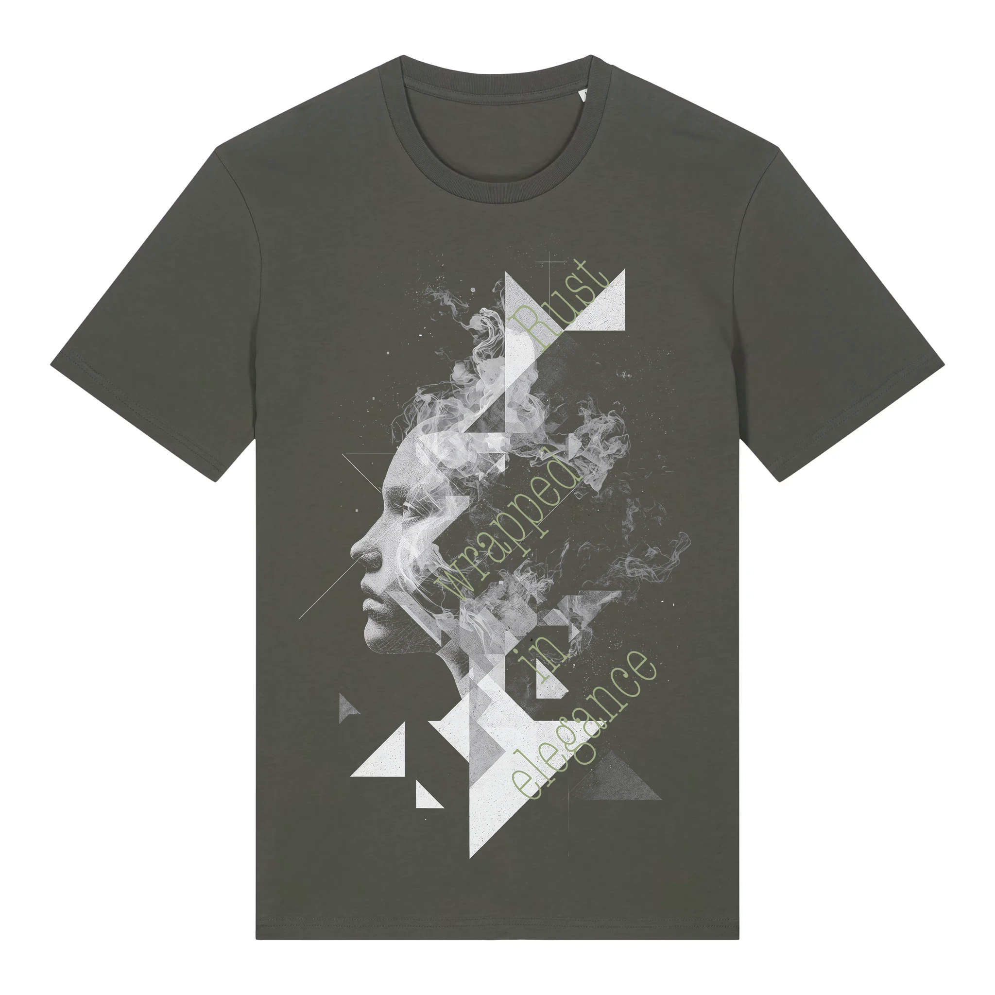 TOLS The Old Ways theme men's unisex medium fit organic cotton T-shirt in Khaki, front - Invisible Rust