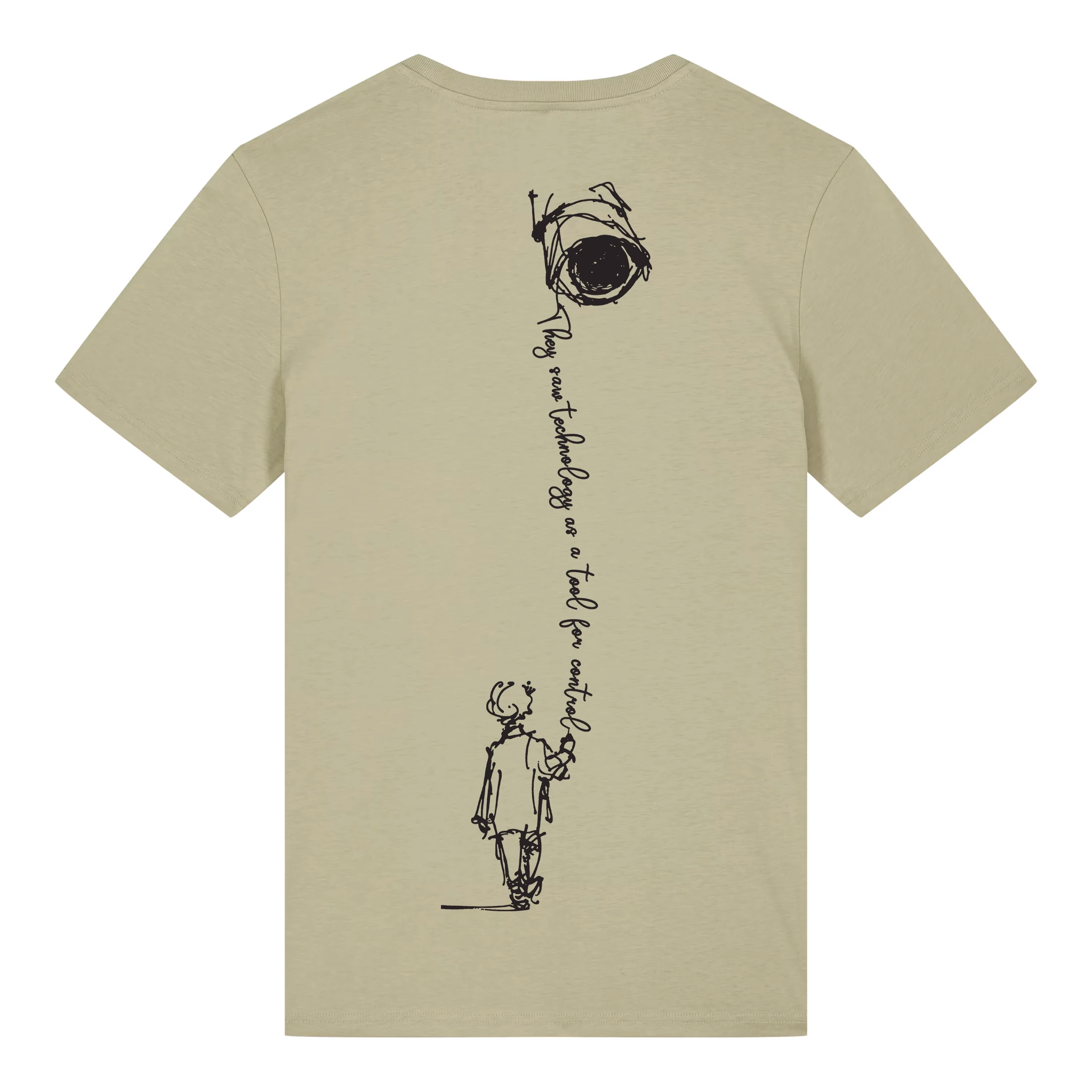 TOLS The Old Ways theme men's unisex medium fit organic cotton T-shirt in Sage, back - Control Tool