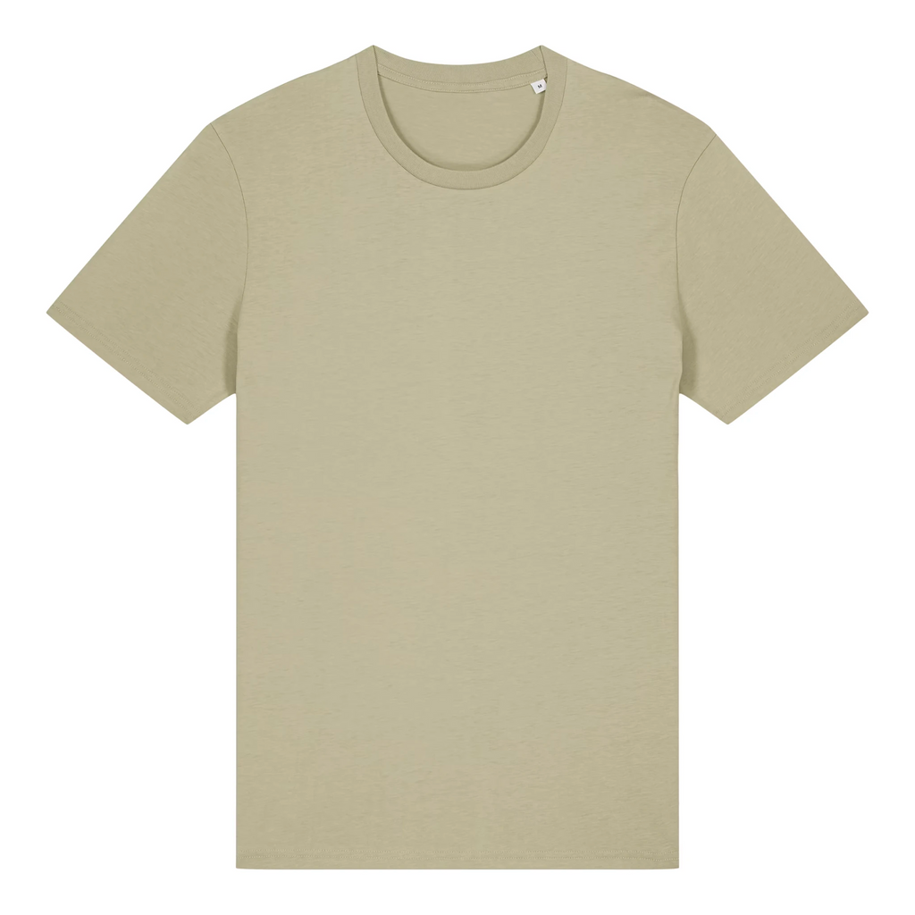 TOLS The Old Ways theme men's unisex medium fit organic cotton T-shirt in Sage, front - Crushing Pyramid