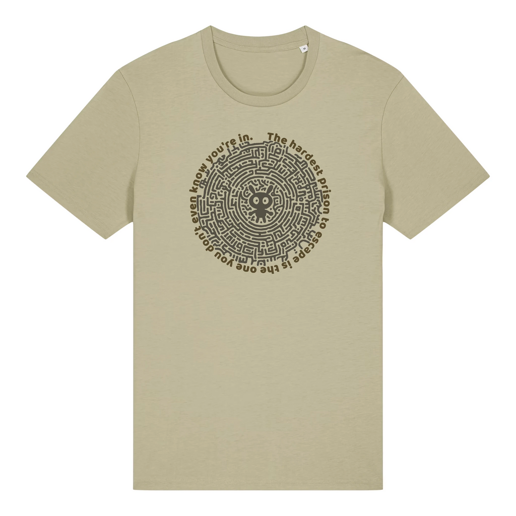 TOLS The Old Ways theme men's unisex medium fit organic cotton T-shirt in Sage, front - Mental Bars