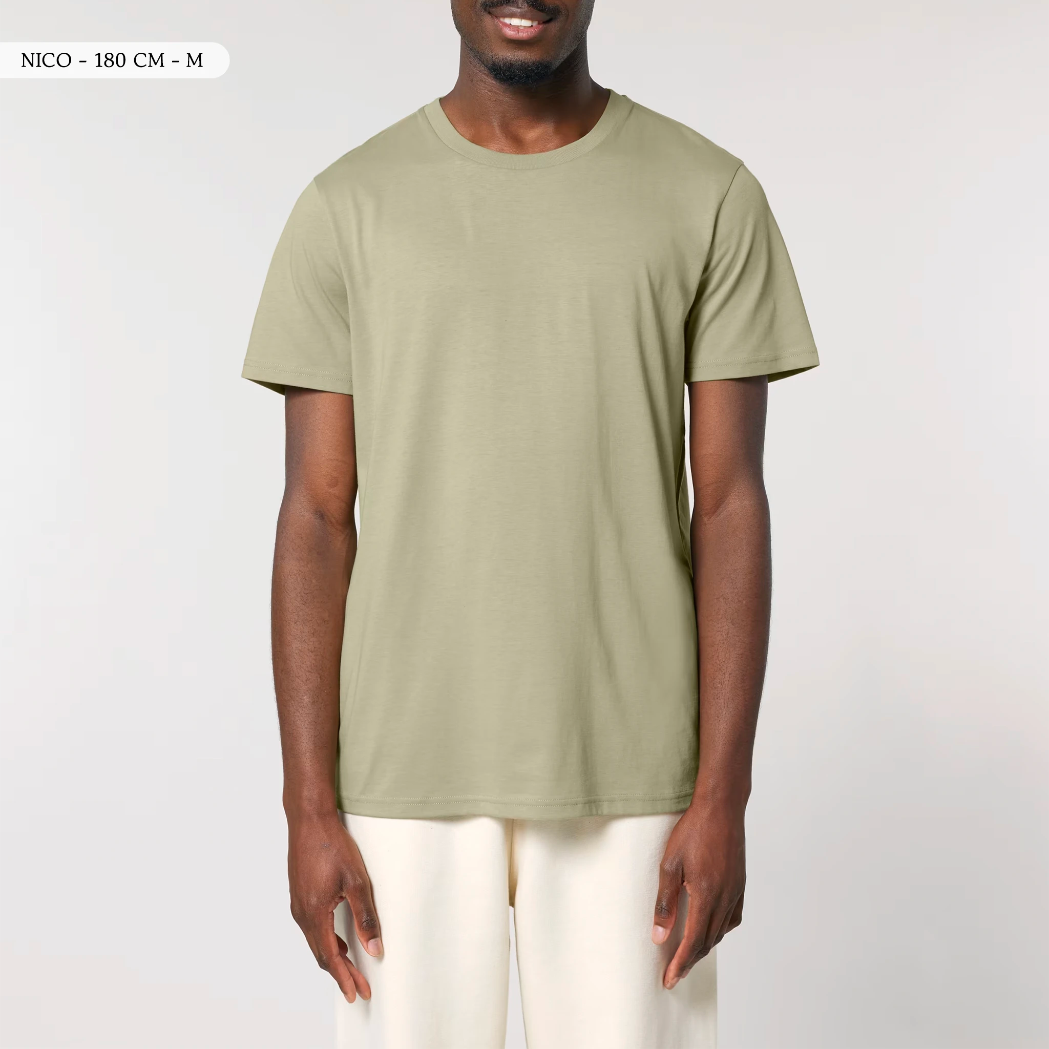 TOLS The Old Ways theme men's unisex medium fit organic cotton T-shirt in Sage, male front - Crushing Pyramid