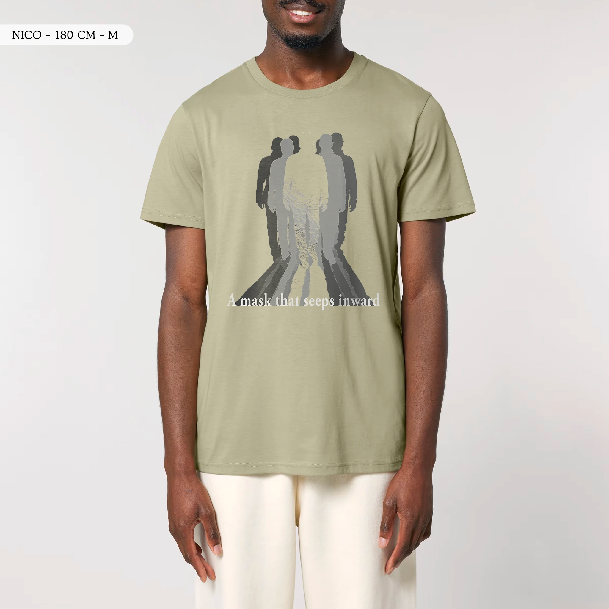 TOLS The Old Ways theme men's unisex medium fit organic cotton T-shirt in Sage, male front - Neural Costume