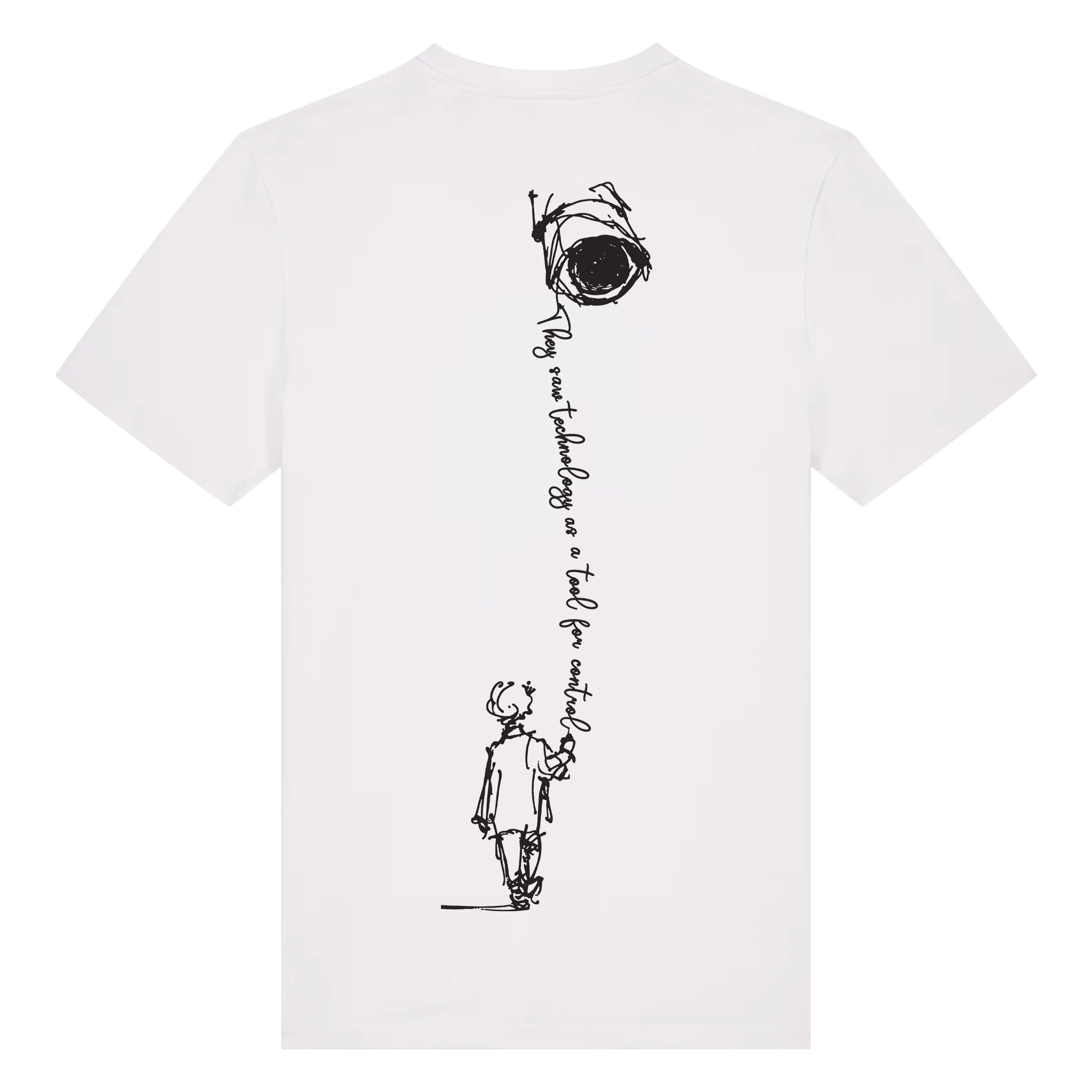 TOLS The Old Ways theme men's unisex medium fit organic cotton T-shirt in White, back - Control Tool