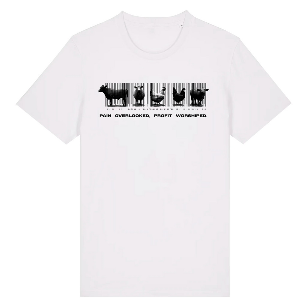 TOLS The Old Ways theme men's unisex medium fit organic cotton T-shirt in White, front - Why Care