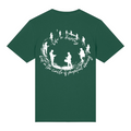 TOLS The Old Ways theme men's unisex medium fit organic cotton T-shirt in Bottle Green, back - Life on Display
