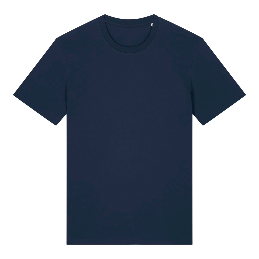 TOLS The Old Ways theme men's unisex medium fit organic cotton T-shirt in French Navy, front - Chaos by Design